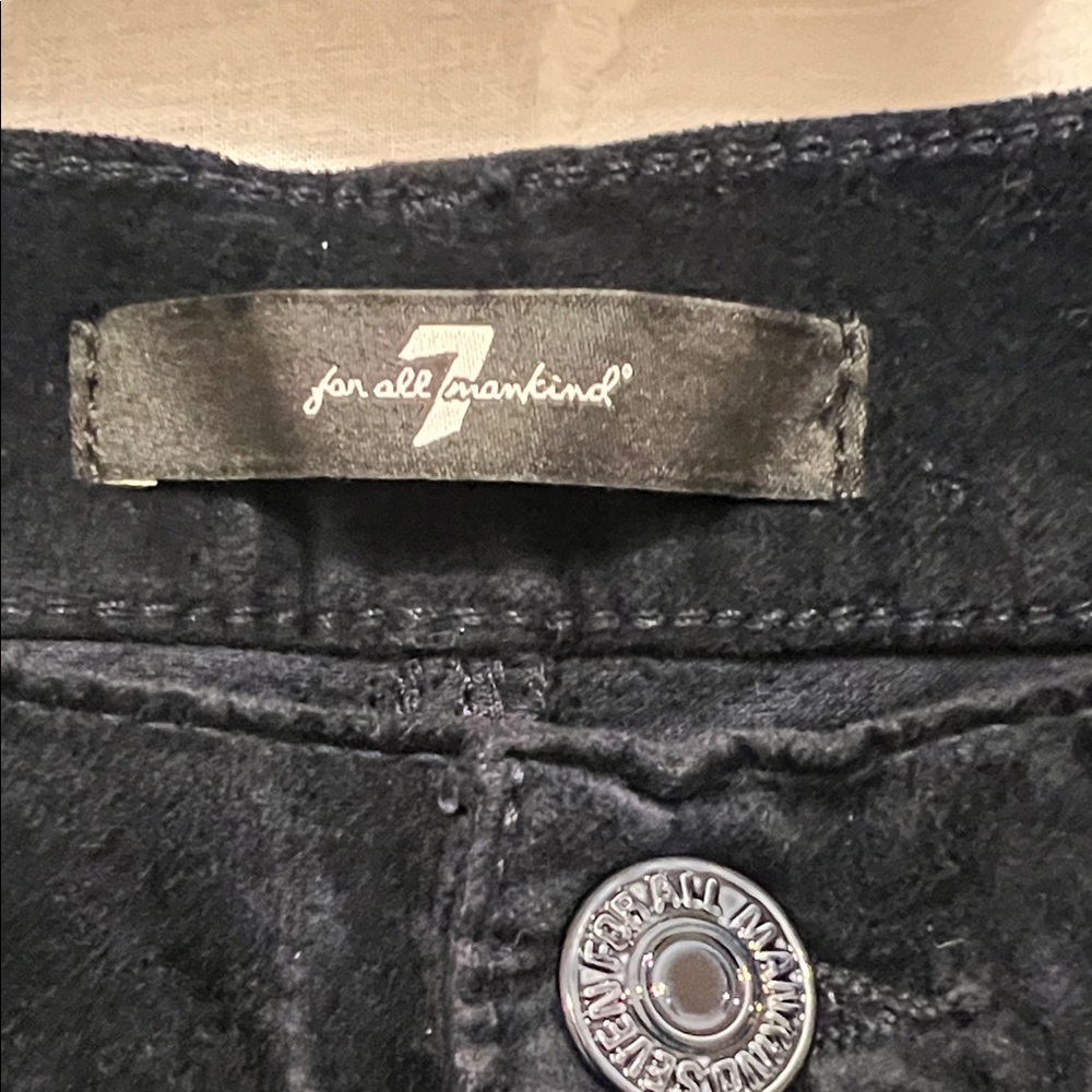 7 For All Mankind NWT high waist slim kick dark navy "velvet" feel pants - Picture 6 of 11